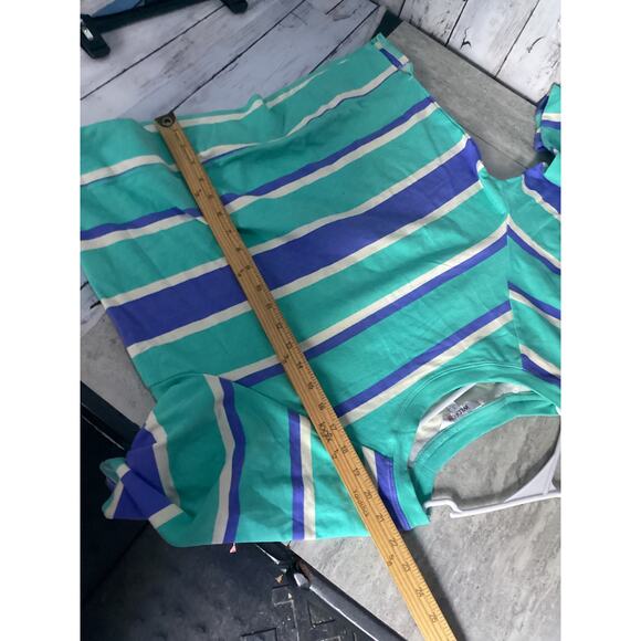 Wildfox Sweatshirt Womens Blue Striped Aqua Soft Terry Cloth L - Picture 4 of 5